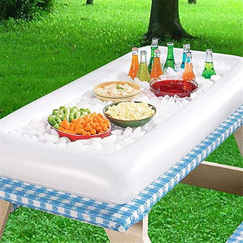 DBlosp Inflatable Serving Bars Ice Buffet Salad Serving Trays Food Drink Holder Cooler Containers Indoor Outdoor BBQ Picnic Pool Party Supplies Cooler Drain Plugï¼ŒIce Tray Food Drink Containers for Summer Par - Image 1